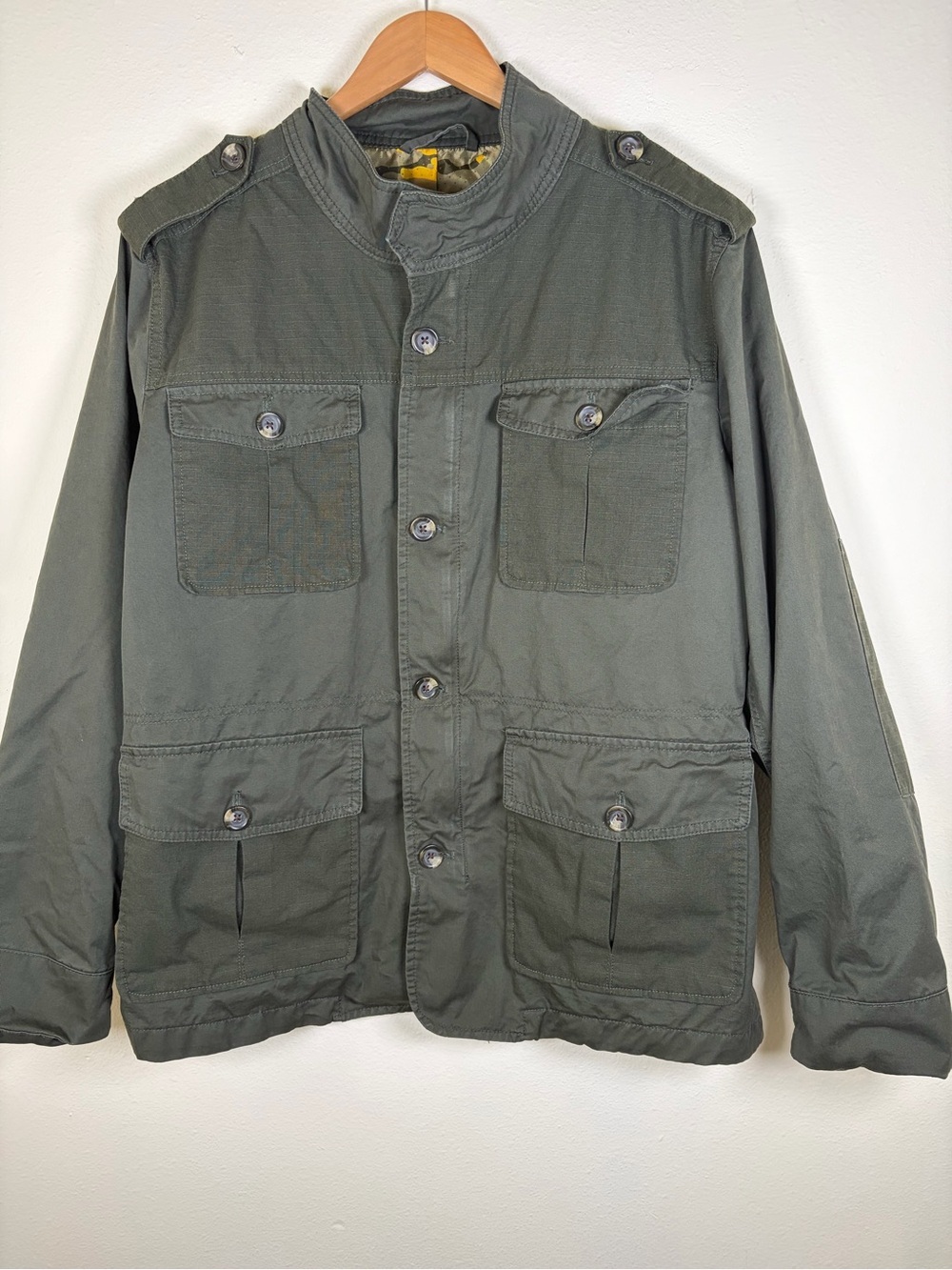 Club Room Men’s XL Olive Green Utility Field Jacket Military Safari Cotton Coat
